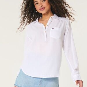Hollister Women's Classic White Button Down Shirt